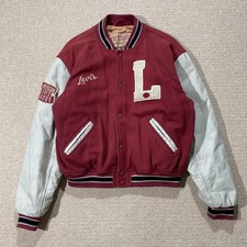 Vintage Levis Varsity Jacke Herren Medium Rot Letterman 90s Wolle Leder USA