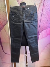 CLOCKHOUSE C&A Skinny Hose Leder -Optik Stretch Schwarz Gr.36 K Mit Bandana NEU