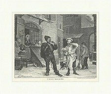 Schwarz und Weiß Kaminkehrer Bäcker Bettler Reisigbesen Stadt Holzstich E 3440