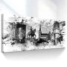 Düsseldorf Skyline Abstrakte Bilder auf Leinwand Wandbild Modern Kunst XXL 3758A