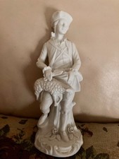 Royal München, Figur, Schafscherer, Schaf wird geschoren. Bisquitporzellan 21 cm
