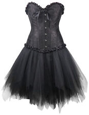Corsage Midi Rock Knielang Steampunk schwarz Gothic Korsettkleid Ka Wäschebeutel