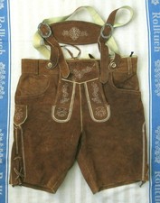 BESTICKTE BRAUNE LEDERHOSE - KRACHLEDERNE - BAVARIA - BW 45 - 48 cm - GR. 50