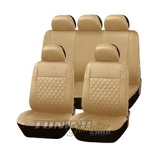 Premium Kunstleder Sitzbezug Auto Sitzbezüge Sitz Karo Beige f. viele Fahrzeuge