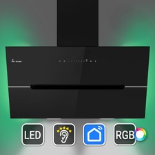 Dunstabzugshaube 90cm Umluft Kopffrei Abluft Wandhaube Schräghaube schwarz WLAN