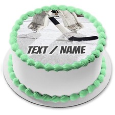 Eishockey essbar Tortenaufleger Party Deko personalisiert Name Zubehör Schläger