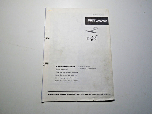 Ersatzteilliste mähwerk - ersatzteilliste,