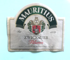 Bieretikett - BierLabel , MAURITIUS Brauerei Pilsener , Zwickau/Sachsen#1639#