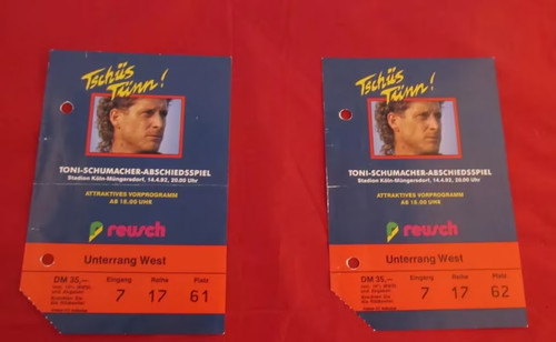 Gebrauchte eintrittskarten - gebrauchte,