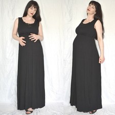 weiches Gothic Umstandskleid Spitze & Schleifen* S-M * Schwangerschaft Maxikleid