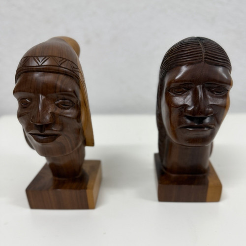 2er set holz skulpturen - set, kopf