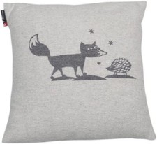 David Fussenegger  Kissen Kissenhülle Waldtiere Fuchs & Igel grau 40 x 40 cm