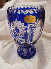 Überfang Bleikristall Vase,  Pokal ca. 13 cm hoch, handgeschliffen gut erhalten