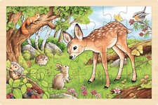 Einlegepuzzle REHKITZ Holzpuzzle Rahmenpuzzle Waldtiere Kinderpuzzle 24 Teile