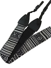Kameragurt Schulter Gurt Schwarz Weiß gemustert für DSLR SLT SLR Foto Kamera