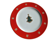 Dibbern Schönwald Solid Color Platzteller Weihnachten Tannenbaum  rot u. gold