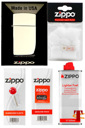 Zippo slim feuerzeug set chrom - zippo,