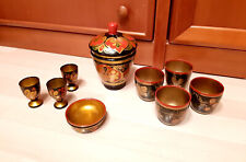Russisches Holzgeschirr - Dose mit Deckel, Becher,Likörbecher, Schälchen - UdSSR