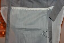 Bändchen Raffrollo bestickt 45/130cm grau weiß