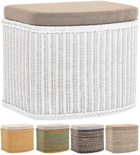 Rattan Wäschekorb Truhe Wäschesammler Wäschetruhe Sitzhocker Stauraum bauchig