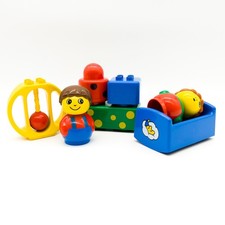 LEGO® DUPLO® Primo Set Bett Wiege Figuren Rassel Bausteine 7tlg Babyspielzeug