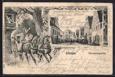Ansichtskarte Ellingen / Bayern, Strassenpartie, Postkutsche 1903 