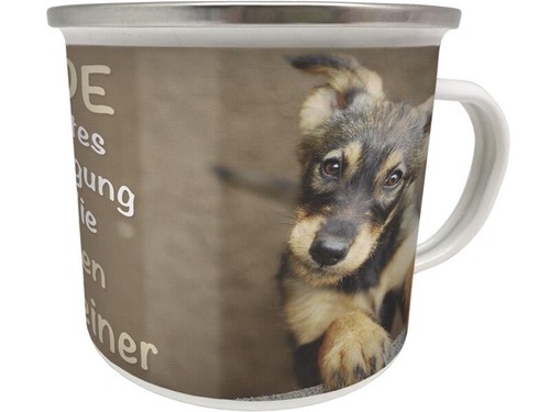Emaille becher hunde - l,