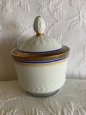 TOP Tirschenreuth 1  Zuckerdose +1 Milchkännchen Form Blau- Weiß mit Goldrand