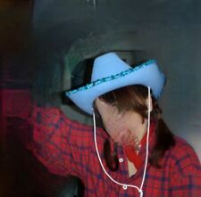 Cowboy Girl Hut hellblau Paillettenrand und Pailletten Hutband türkis 57 cm