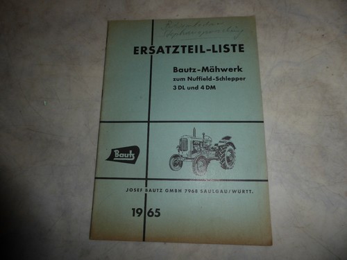 Ersatzteilliste bautz mähwerk - bautz,