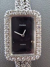Damenuhr priosa ,Weißgold 585 , mit Brillanten und Onyx-Zifferblatt