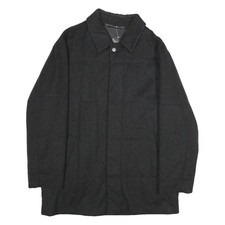 PIATTELLI Herren Schwarz Wollmischung Knopf Jacke L Klassisch Uni Smart Freizeit