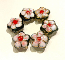 6 Cloisonné Perlen Blumen