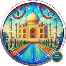 2025 1OZ Silber Kanada Indien Taj Mahal Colorized Color Certif. NUR 100 #13