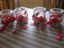 Gläser Kerzengläser Einmachgläser Tischdeko 4 St. mit Dekomaterial weihnachtlich