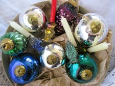 ALTER CHRISTBAUMSCHMUCK BIEDERMEIERKUGELN UND KERZEN CLIPS GLASKUGELN SET