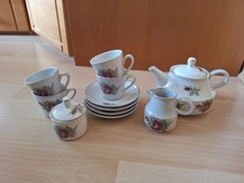Porzellan Mokka Kaffee Tee Service 4-er Set Rosenmuster