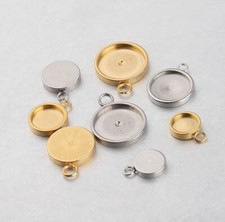 5x Edelstahl Anhänger Fassung