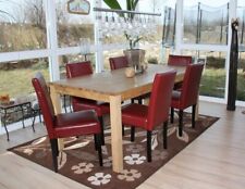 6er-Set Esszimmerstuhl Littau, Lehnstuhl Stuhl,  Leder rot dunkle Beine