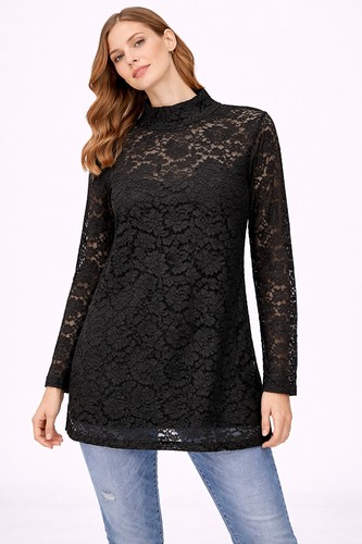 Spitzenbluse 50 schwarz - spitzenbluse, 48/50