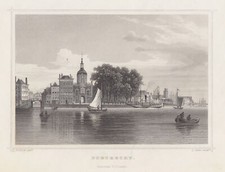 Niederlande Dordrecht Original Stahlstich Oeder 1855
