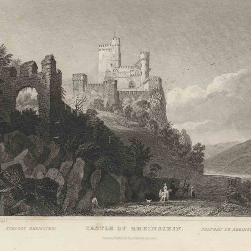 Rheinstein burg ruine ansicht - burg,