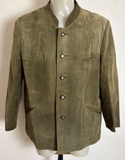 Markenlos Herren Trachten Wildleder Jacke Langarm Grün Gr.54