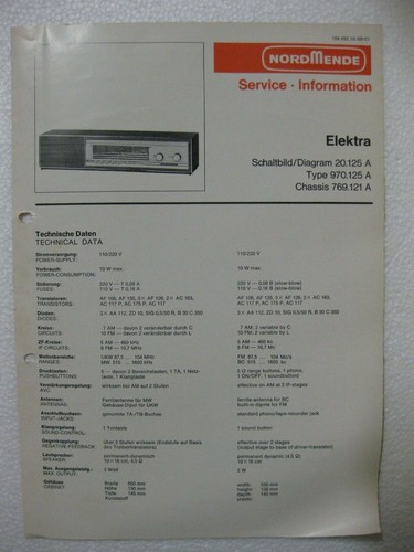 Nordmende service information - nordmende, service-information
