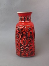 BAY Keramik Vase Modell 96 20 Bodo Mans rot tolles Muster  20 cm H Vintage