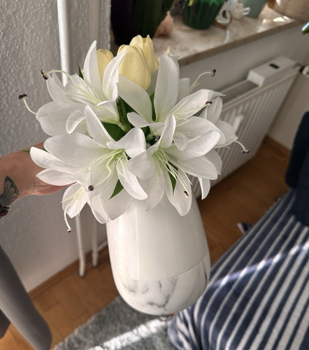 Vase keramik weiß grau - keramik, weiß/grau