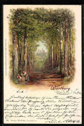 Lithographie wartburg von der - lithographie,