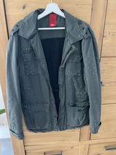 edc by esprit Herren Jacke Parka Grün Mit Schriftzug Khaki Grün Gr  L