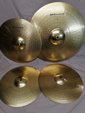 4-tlg Beckenset "Millenium" HiHats Crash Becken Cymbals f.Schlagzeug / Drumset