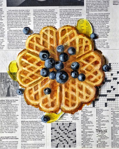 Eine waffel auf zeitung bild - eine,